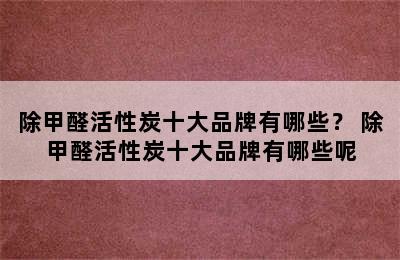 除甲醛活性炭十大品牌有哪些？ 除甲醛活性炭十大品牌有哪些呢